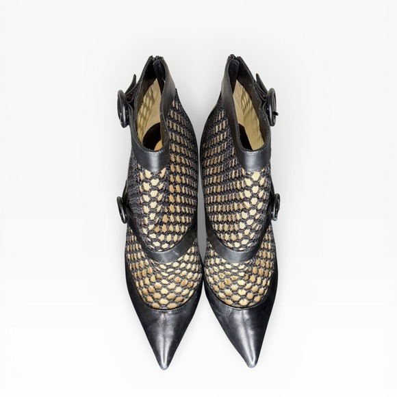 Christian Louboutin Black and Tan Heeled Boots Size 39 - Picture 2 of 16